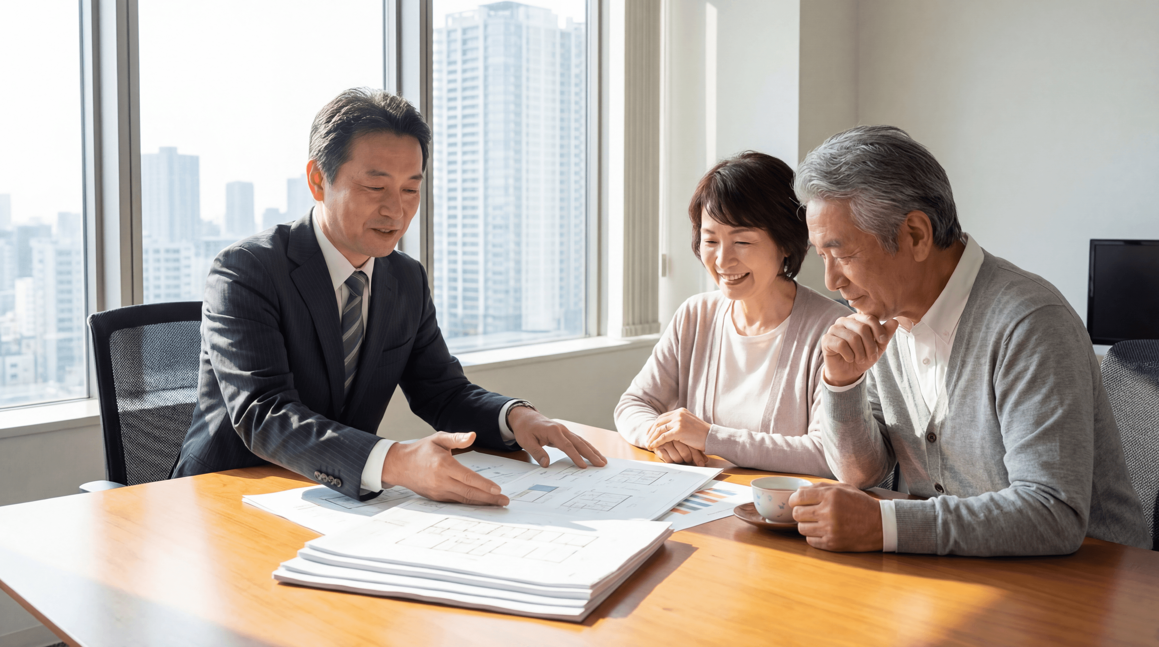 代表の福田がお客様と対話している相談風景